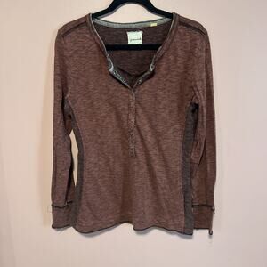 Jeremiah Heathered Raglan Women’s Large Shirt Wine Biker Grunge Top 63720